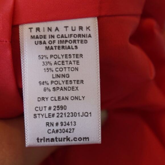 Trina Turk Back Zip Short Puff Sleeve Floral Mini Dress Pink Womens Size 10 - Picture 6 of 7